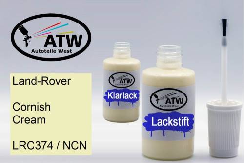 Land-Rover, Cornish Cream, LRC374 / NCN: 20ml Lackstift + 20ml Klarlack - Set, von ATW Autoteile West.